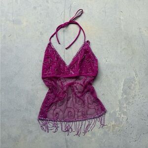 Y2K beaded halter top